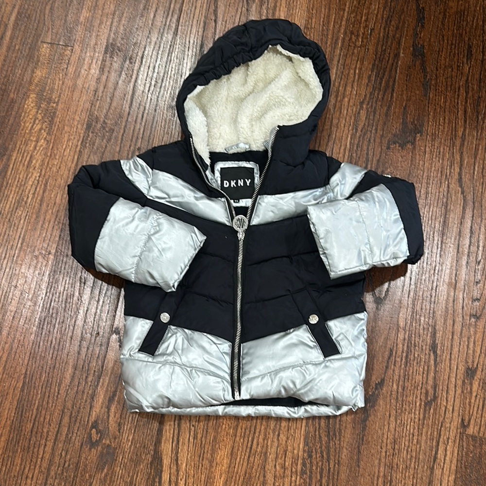 DKNY Black and Silver Puffer Jacket